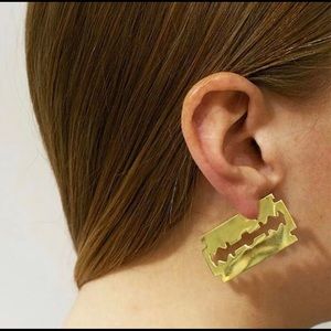 Gold Razor Blade Stud Earrings